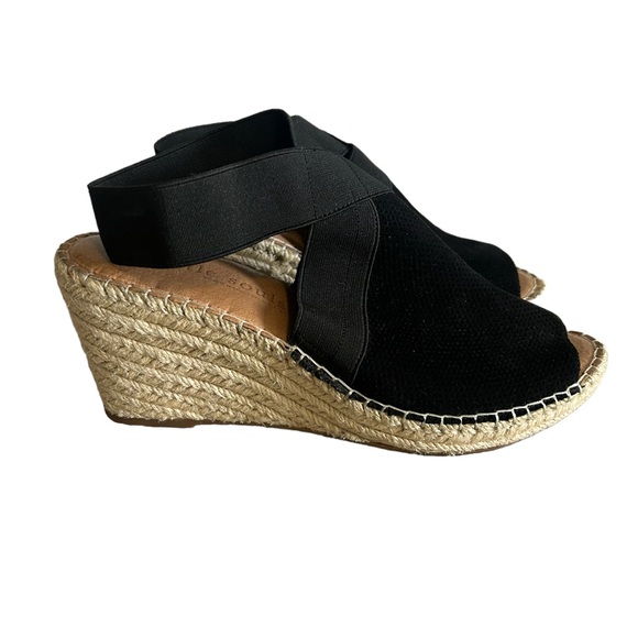 gentle souls Shoes - GENTLE SOULS Colleen Black Suede Leather Espadrille Wedge Sandal Size 9